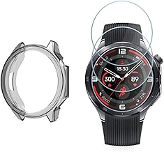 Watch Screen Protector for OnePlus Watch 3 Smartwatch, [3-Packs] Tempered Glass Film & Protective Hard PC Case, Anti-Scratch, Bubble-Free, HD Clear, Shockproof Protection (Transparent Black)