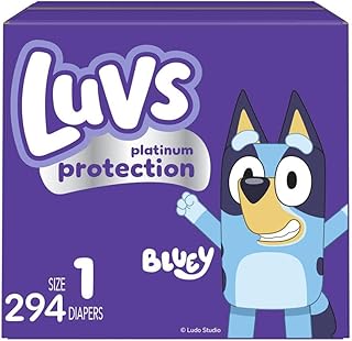 Sponsored Ad - Size 1 Baby Diapers, Platinum Protection Bluey Diapers for Day & Night, Size 1, 294 Count (Packaging May Vary)