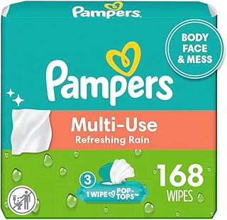 Baby Wipes Multi-Use Refreshing Rain 3X Pop-Top Packs 168 Count