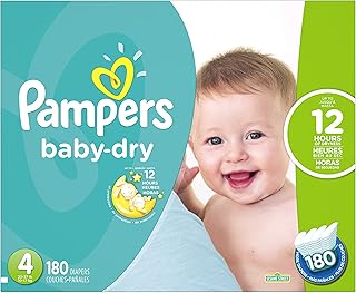 Baby Dry Diapers Size 4, 180 Count