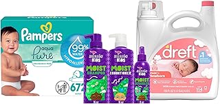 Baby Care Bundle of Pampers Baby Wipes + Dreft Baby Laundry Detergent Liquid + Aussie Kids Hair Care Set