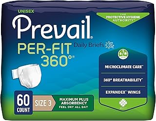 Per-Fit 360 Incontinence Briefs, Maximum Plus Absorbency, Size Three, 60 Count