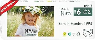 Naty Pull Ups - Hypoallergenic and Chemical-Free Training Pants, Highly Absorbent and Eco Friendly Pull Ups for Boys and Girls - Size (6) 4T-5T (35+ lbs) – 96 Count