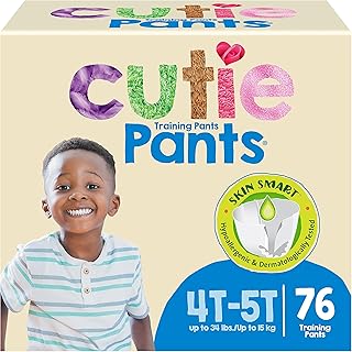 Cutie Boys 4T/5T Refastenable Potty Training Pants, Hypoallergenic with Skin Smart, 76 Count White