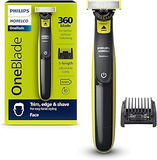 Philips Norelco OneBlade 360 Hybrid Face, Electric Beard Trimmer and Shaver, with 360 Blade Technology, 1x 360 Blade for Face, 5in1 Adjustable Comb, Model QP2724/90
