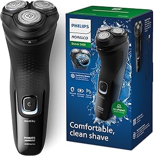 Philips Norelco Shaver 2400 Series, Wet and Dry Electric Shaver, Pop-up Trimmer, P-Cap, Deep Black, Model X3001/90