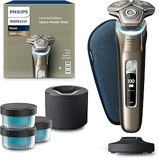 Sponsored Ad - Philips Norelco Shaver Series 9000 Space Grade Edition, Wet & Dry Electric Shaver, with Lift & Cut Shaving System, Pop-up Trimmer, Cleaning Pod & 3 Cartridges, Charge Stand & Travel Cas