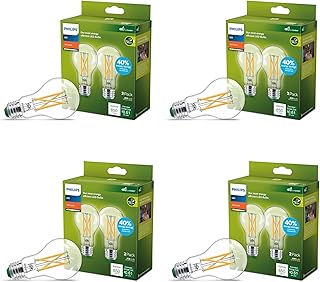 Sponsored Ad - A19 Ultra Efficient Clear Dimmable LED Light Bulbs - Flicker-Free 60w Light Bulbs with EyeComfort Technology - Soft White 2700K - 800 Lumen - E26 Base - 8 Pack