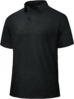 Polo Shirts for Men - Quick Dry Moisture Wicking Black Short Sleeve Performance Golf T Shirts for Casual Work Athletic