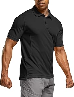 Men's Polo Shirts, Tactical Short Sleeve Golf Performance Shirts, Lightweight Dry Fit UPF 50+ Pique
