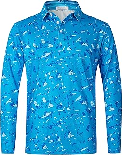 Sponsored Ad - Long Sleeve Polo Shirts for Men Golf Polo Collared Shirts Performance Athletic Casual Golf Shirts