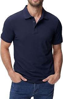 Polo Shirts for Men Cotton Short Sleeve Golf Tennis Collared Shirt for Casual Work Travel, 3 Buttons, Ultra Soft