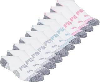Women's Sports No-Show Socks, 5-9.5 Shoe Size, White, 10 Pairs