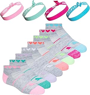 girls 8 Pack Low Cut Socks + Hair Ties