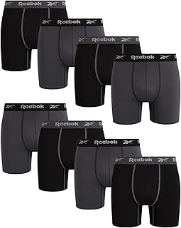 Mens Boxer Briefs - 8 Pack Stretch Performance Moisture Wicking Mens Underwear Boxers with Contour Pouch (Sizes: S-XL)