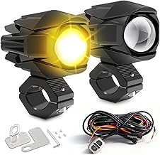 Sponsored Ad - LED Motorcycle Fog Lights 60W 18000LM Driving Auxiliary Lights 7 Modes Amber White Light Combo with Waterproof Wire Harness Kit, Universal Fit for Motorcycle SUV ATV UTV, 2PCS