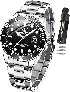 Watches for Men Classic with Date Business Dress Luxury Big Face Green/Black/Blue Waterproof Luminous Mens Wristwatch Analog Two Tone Stainless Steel Male Watch