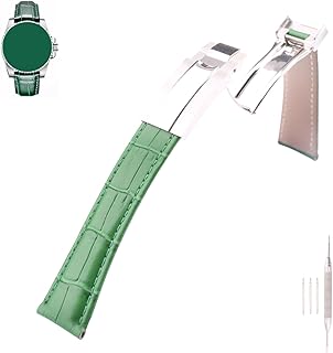 Leather 20MM Watch Bands Replacement Fit for Rolex Submariner Ghost Daytona Yachtmaster Strap Wirstband with Deployment Buckle for Men and Women Bracelet(With Buckle)