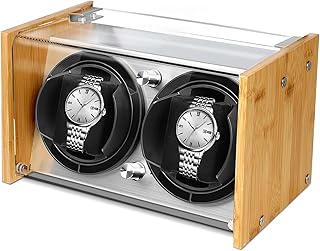 Watch Winder Smith Quiet Bamboo Watch Winder 2 for Automatic Watches, Vertical Rest Timer Function for Easy Glance