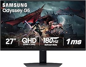 27-Inch Odyssey G50D Series QHD Fast IPS G-Sync Compatible Gaming Monitor, 1ms, VESA DisplayHDR 400, 180Hz, AMD FreeSync, Adjustable Stand, Eye Saver Mode, LS27DG500ENXZA