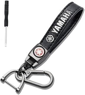 Sponsored Ad - Genuine Leather Keychain for YAMAHA Accessories, Wear-resistant Key Chain for Car Truck Motorcycle Bicycle, (Black)