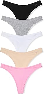 PINK Women's Cotton Thong Underwear, Panties for Women, Pink Basic, (M)