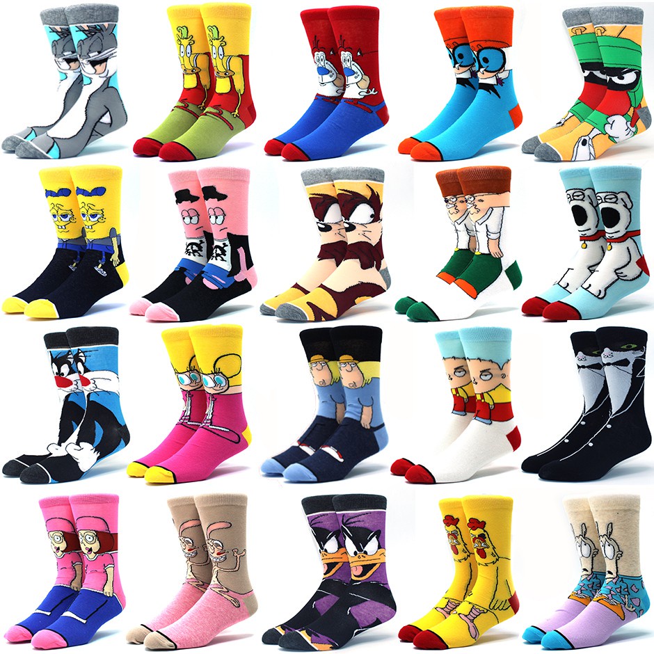 Men&#039;s Fashion New Happy Funny Cotton Socks Colorful Crazy Cartoon Rabbit Amazing Fun Teenage Socks Long Socks Cool Funny Socks