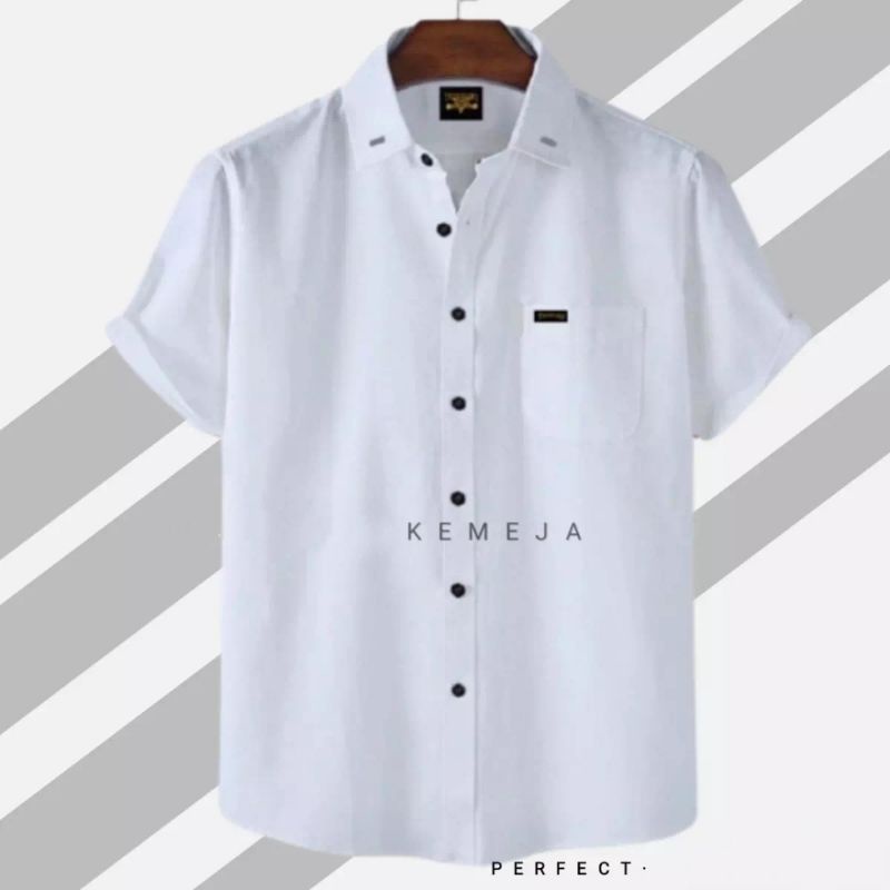 KEMEJA Men&#039;s Plain Shirt Short Sleeve Distro Premium Size M To XXXL