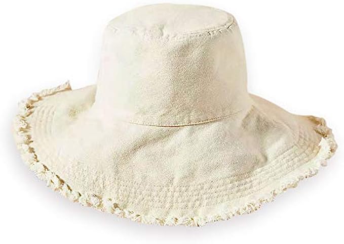 HZEYN Bucket Hats for Women Wide Brim Summer Travel Packable Cotton Bucket Beach Sun Hat UPF 50+